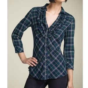 Joie Fara Plaid Tuxedo Shirt Medium C3